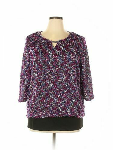 Alfred Dunner Women Purple Pullover Sweater, Petite Large