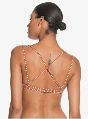 Roxy ORange Honey Athletic Triangle Bikini Swim Top, Size Small