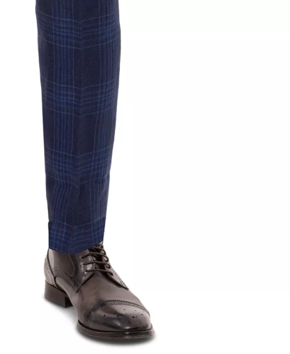 Tallia Mens Dress Pants Linen Plaid Slim-Fit Flat Front, Size 30X29