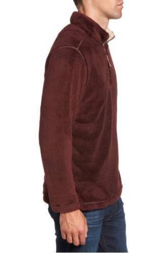 True Grit Mens Pebble Pile 1/4 Zip Pullover, Vintage Wine, XS