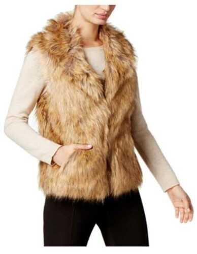 I.n.c. International Concepts Knit & Faux Fur Vest Natural Size S/M
