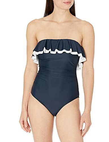 Tommy Hilfiger Solid Ruffle Strapless One-Piece Swimsuit