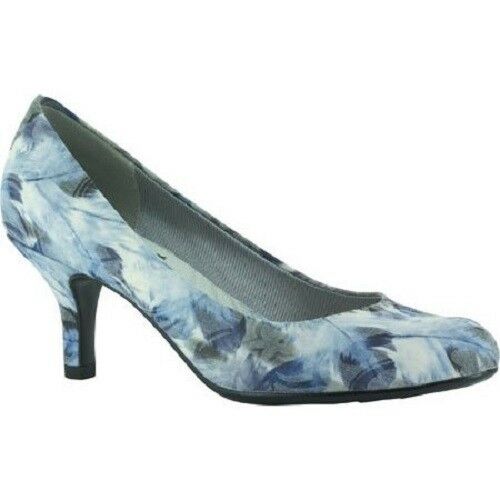 Easy Street Passion Pumps Blue Feather Fabric, Size 7N