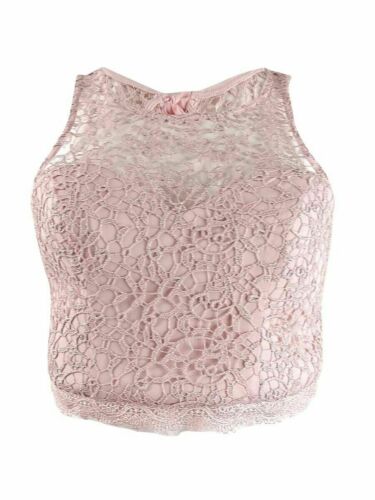 Sequin Hearts Juniors Lace Crop Top Blush, Size 7/Blush