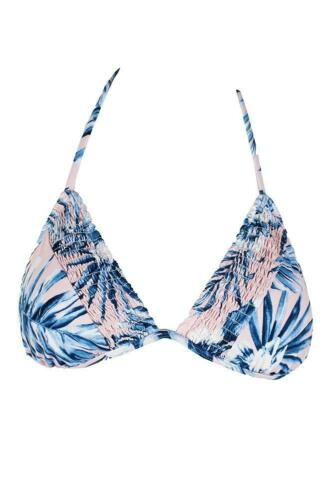 Bar III Pink Blue Tropic Garden Printed Triangle Bikini Top