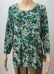 JM Collection 3/4-Sleeve Novelty Printed Jacquard Top, Size Large