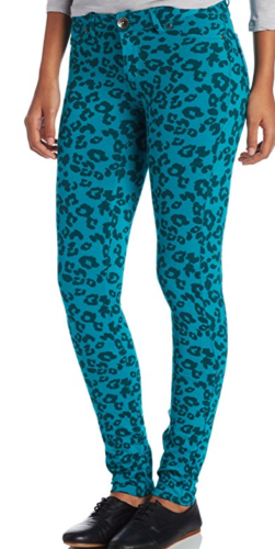 Southpole Juniors Printed Pattern Moleton Skinny Pants, Teal,Size Large