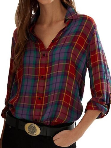 Lauren Ralph Lauren Plaid Roll-Tab-Sleeve Twill Shirt