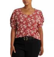 Lauren Ralph Lauren Floral Puff-Sleeve T-Shirt, Size Large