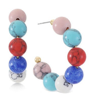 Alfani Gold-Tone Multicolor Small Stone Bead C-Hoop 1.5″ Earrings