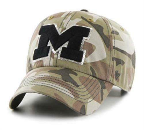 47 NCAA Michigan Wolverines Womens Sparkle Clean Up Hat, Womens, Faded Camo