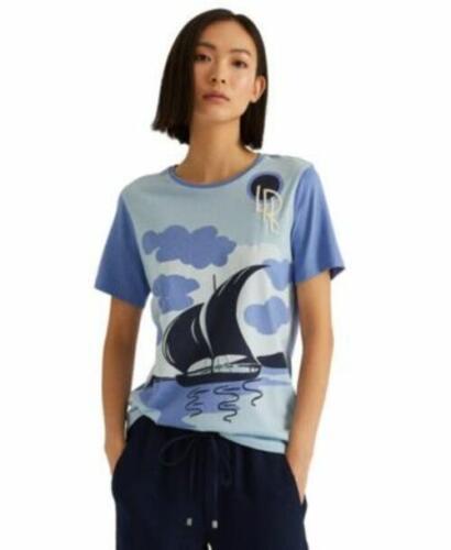 Lauren Ralph Lauren Graphic Cotton-Blend T-Shirt Blue Loch, Size XL