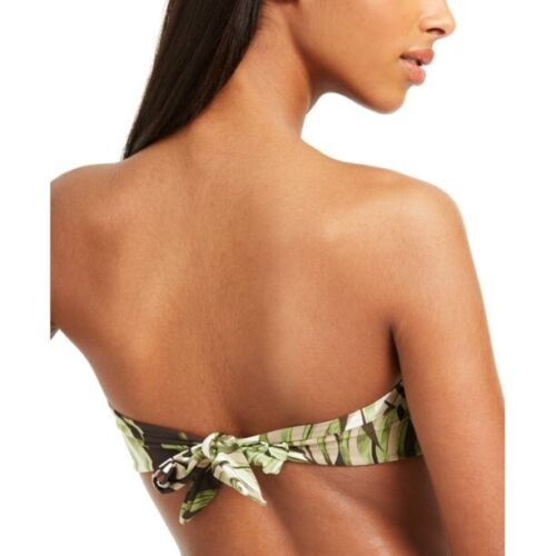 Bar III Green Jungle Moon Printed Twist Bandeau Bikini Swim Top, Us X-Small