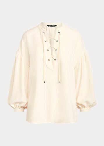 Lauren Ralph Lauren Lace-Up Double-Faced Tunic – Mascarpone Cream, Size XL