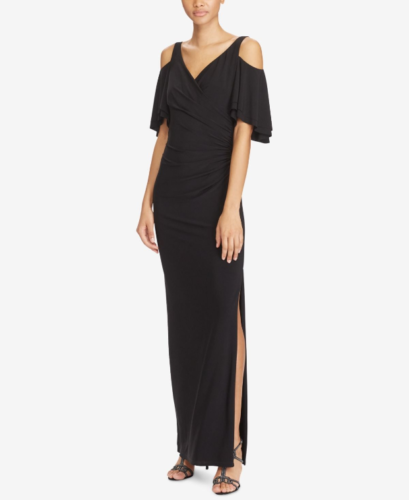 Lauren Ralph Lauren Cold-Shoulder Jersey Gown, Size 8