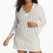Dotti Womens Cover-Up Lace Bell-Sleeve Tunic V-Neck, Size XL