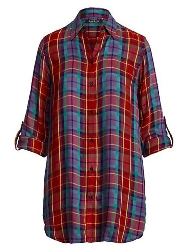 Lauren Ralph Lauren Plaid Roll-Tab-Sleeve Twill Shirt