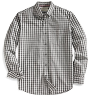 Goodthreads Mens Standard-Fit Long-Sleeve Gingham Slub Shirt, Grey Heather, XL