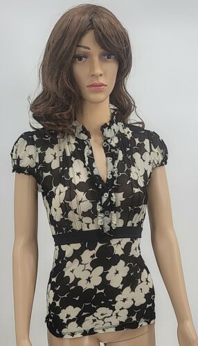 THE LIMITED Womens Sheer Floral Frill-Sleeve Blouse, Size S