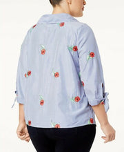 Monteau Womens Trendy Plus Size Embroidered Button up Shirt, Size 2X