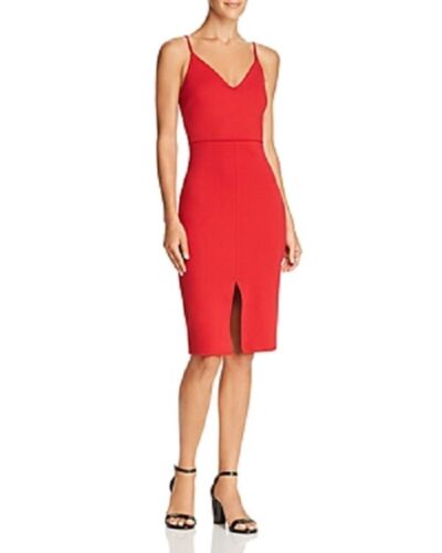 Aqua Slit Sheath Dress, Red, Size XS