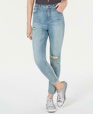 Vanilla Star Juniors Super High-Rise Ripped Skinny Jeans, Size 26wx27L