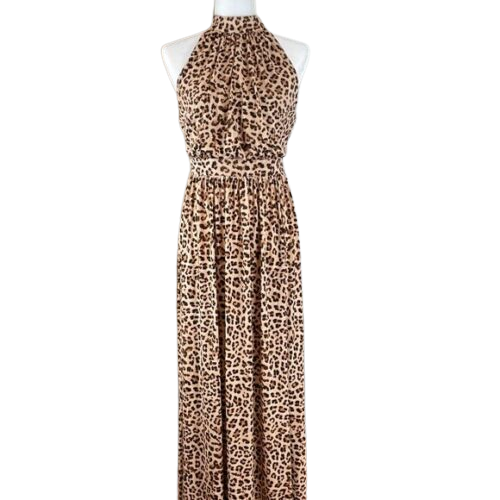 INC Womens Maxi Dress Cheetah-Print Blouson High-Neck