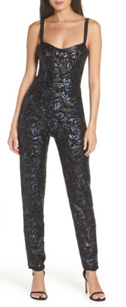 Dress the Population Women's Chloe Sequin Jumpsuit, Size Small