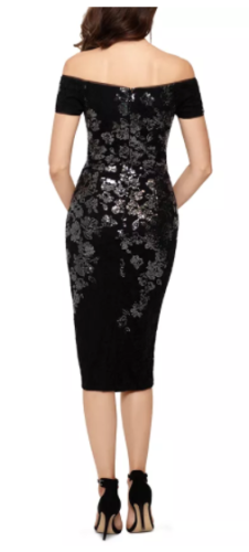 Xscape Womens Petite Lace Sequin Sheath Dress, Size 6P