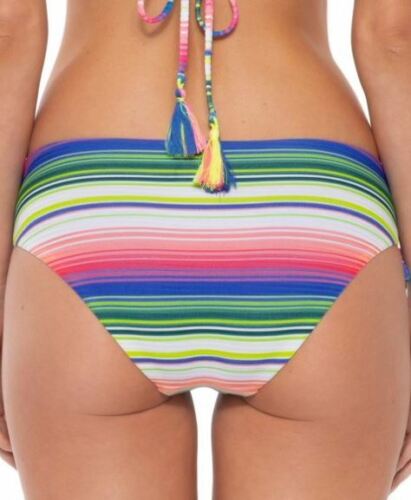 Becca Santa Catarina Striped Lace-Up Bikini Bottoms, Size Small