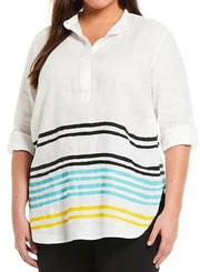 Lauren Ralph Lauren Plus Size Striped Linen Tunic, Size 2X