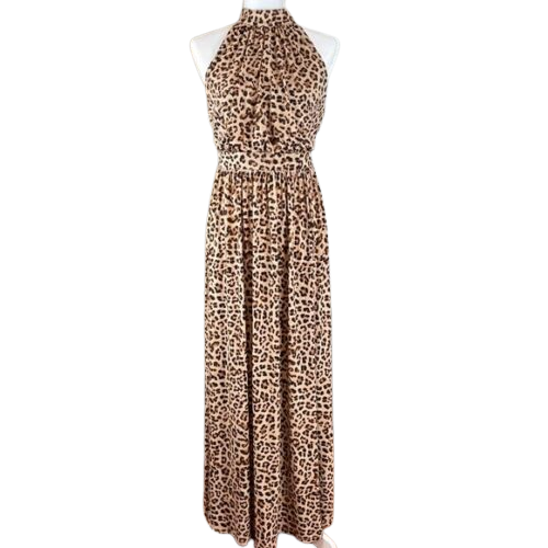 INC Womens Maxi Dress Cheetah-Print Blouson High-Neck