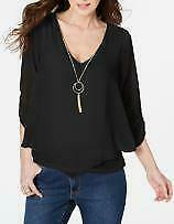 Thalia Sodi Tie-Sleeve Necklace Top, Size M