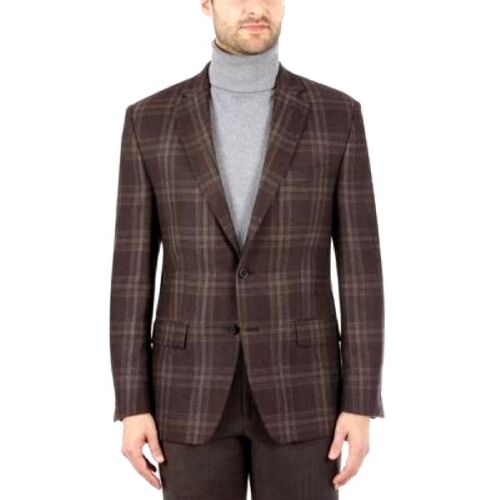 Lauren Ralph Lauren Mens Ultra Flex Plaid Sport Coat – Brown Plaid, Size 38R