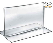 Azar Displays 152723 7 by 5-Inch Height Double-Foot Acrylic Sign Holder, 10-Pack