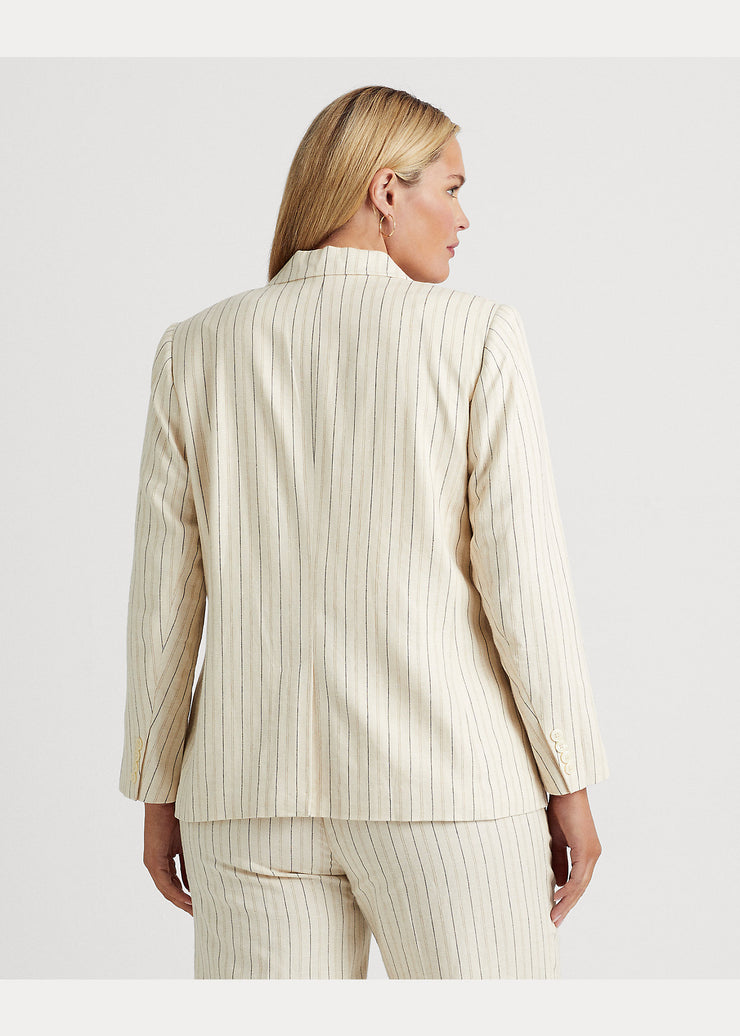 Ralph Lauren Womens Striped Linen-Blend Twill Blazer, Size 17