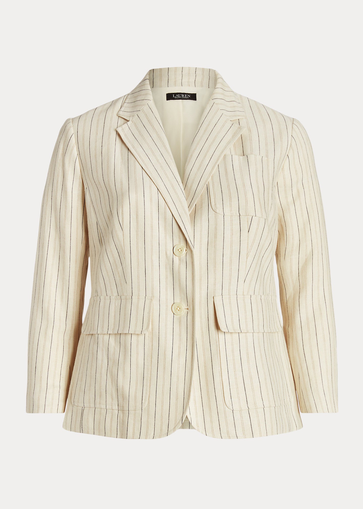 Ralph Lauren Womens Striped Linen-Blend Twill Blazer, Size 17