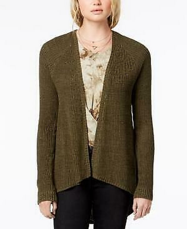 Oh! Mg Juniors Open-Front Cardigan Olive, Size Medium