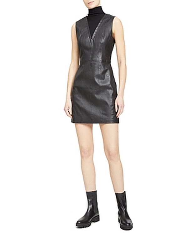 Theory Urba Leather Sheath Dress, Size 10