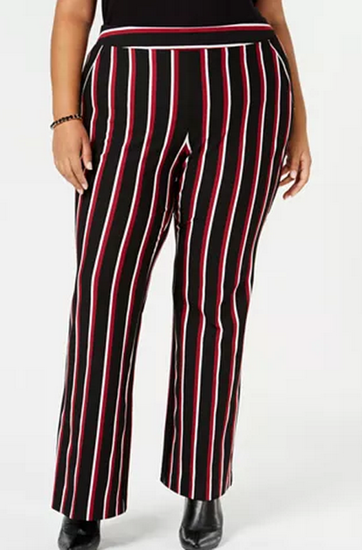 I.n.c. Women's Plus Size Striped Ponte-Knit Pants