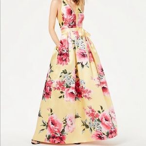 Teeze Me Juniors Floral-Print Halter Gown, Size 5