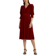 Lauren Ralph Lauren Velvet Puff-Sleeve Dress – Lipstick Red, Size 8