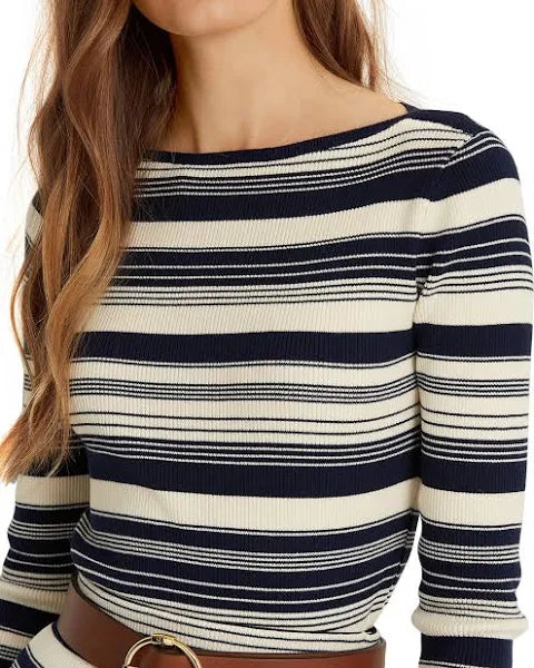 Ralph Lauren Striped Ribbed Boatneck Sweater