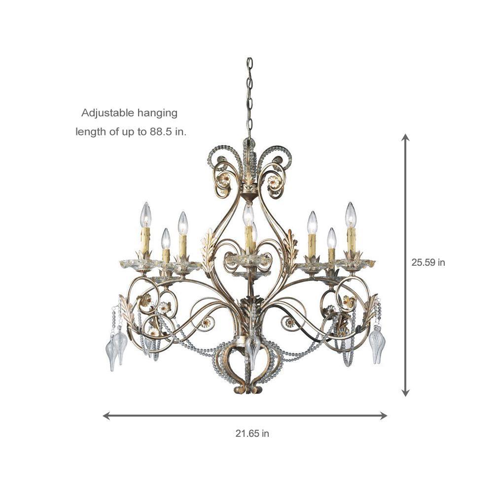 Hampton Bay Allure 8-Light 88-1/2 in. Hanging Silver and Gold Chandelier