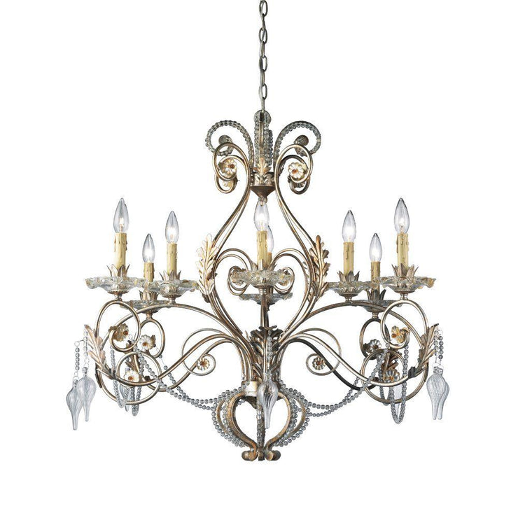 Hampton Bay Allure 8-Light 88-1/2 in. Hanging Silver and Gold Chandelier