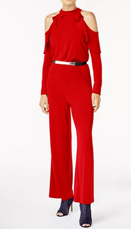 Thalia Sodi Belted Cold-Shoulder Jumpsuit