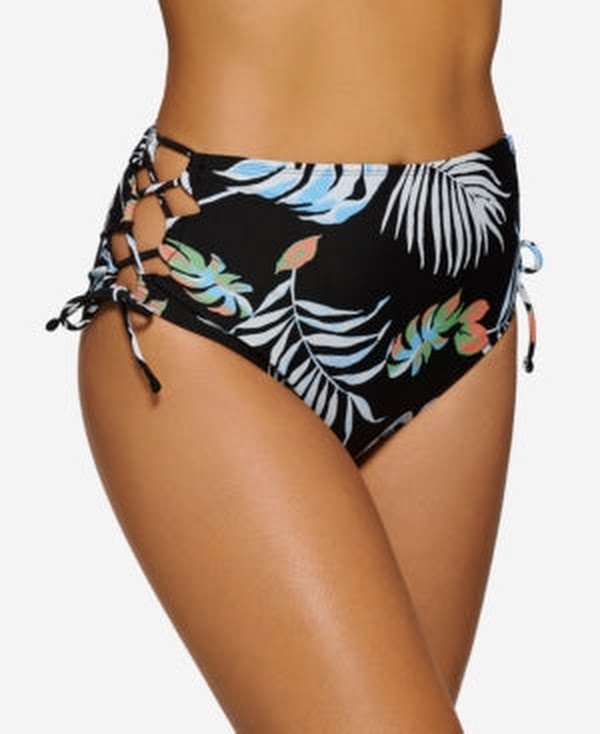 California Waves Juniors High-Waist Bikini Swim Bottom