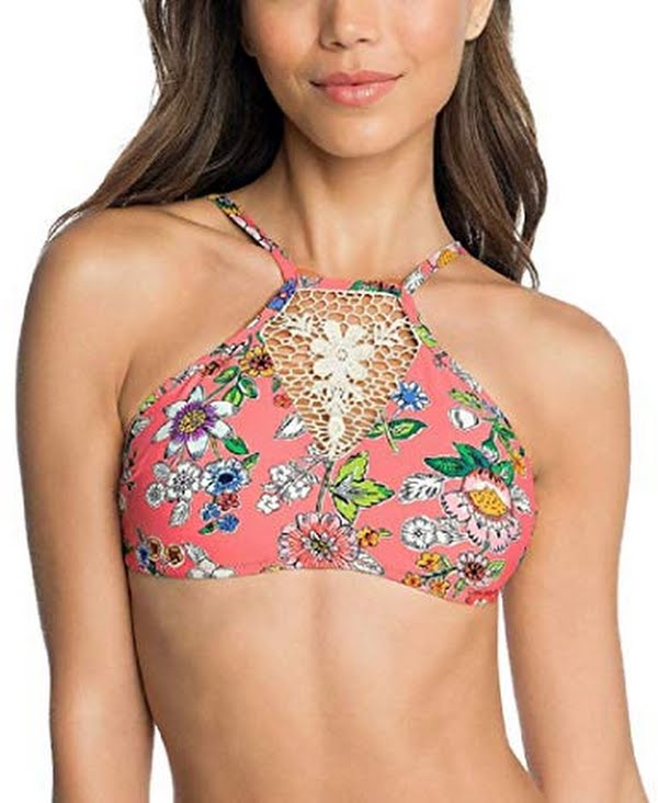 Vera Bradley Harper High-Neck Reversible Bikini Top,Size Large