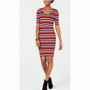 Bar III Metallic Striped Sweater Dress, Size Small