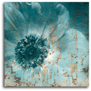 Ebern Designs Teal Flower Graphic Art Print on Wrapped Canvas